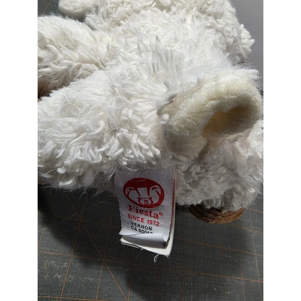 Fiesta Plush Lamb White Brown Corduroy Accents Shaggy Sheep 9in